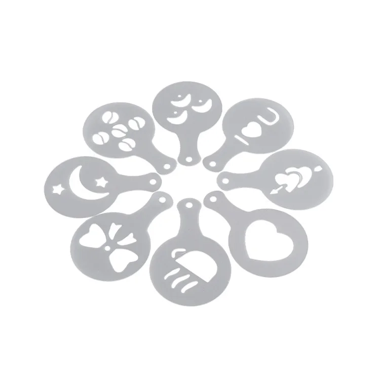 Hot Sell Product 16 Plastic Pull Flower Mold Fancy Coffee Printing Mold Padded Coffee Milk Foam Pattern Template