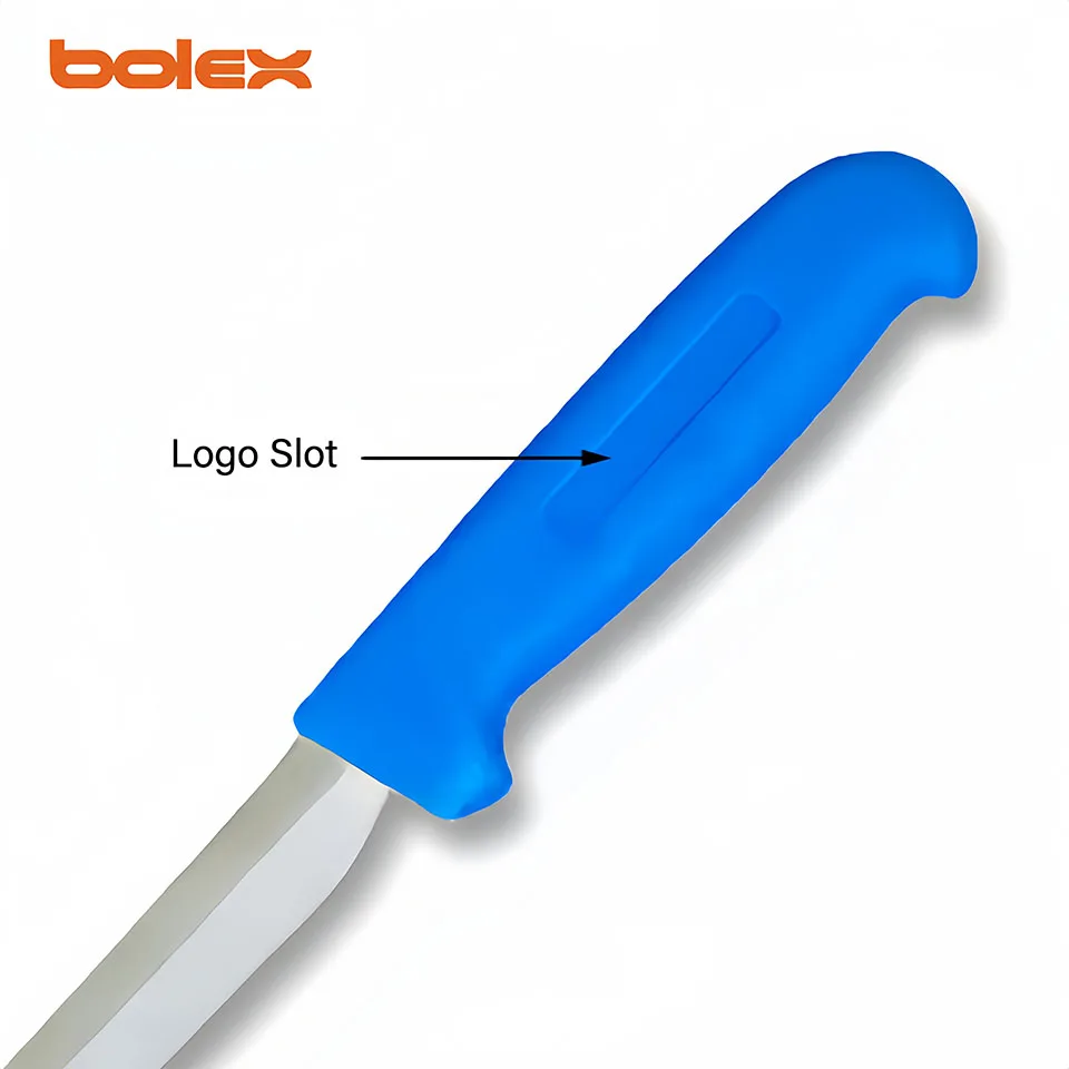 chef cook butcher knives with slant tangs colour coded handles for sharpening grinding rental exchange services grinders lines