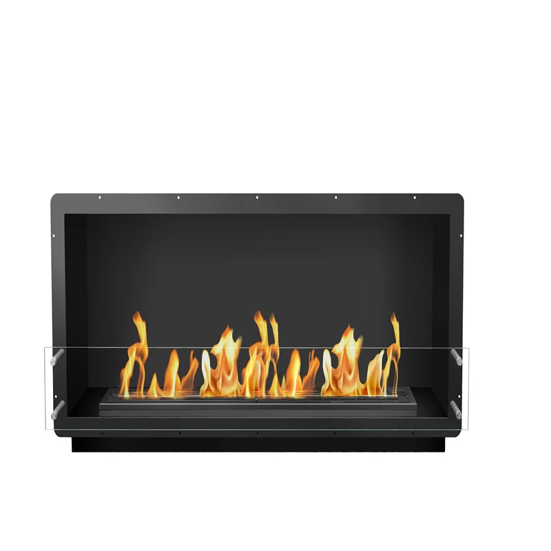 60 inch intelligent bio ethanol fire indoor single side electric vent free fireplace box