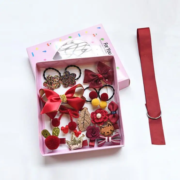 Girls gift box sets clip baby hairpins kids hair accessories crown bows barrettes for children