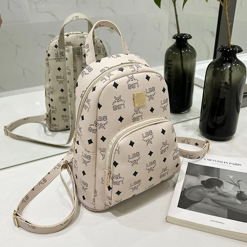 Women PU leather simple mini backpack for female designer backpacks famous brands with floral print