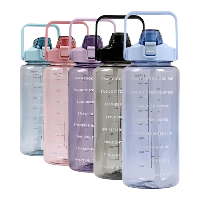 Sports Gym 2L 64oz Transparent Plastic Water Bottle