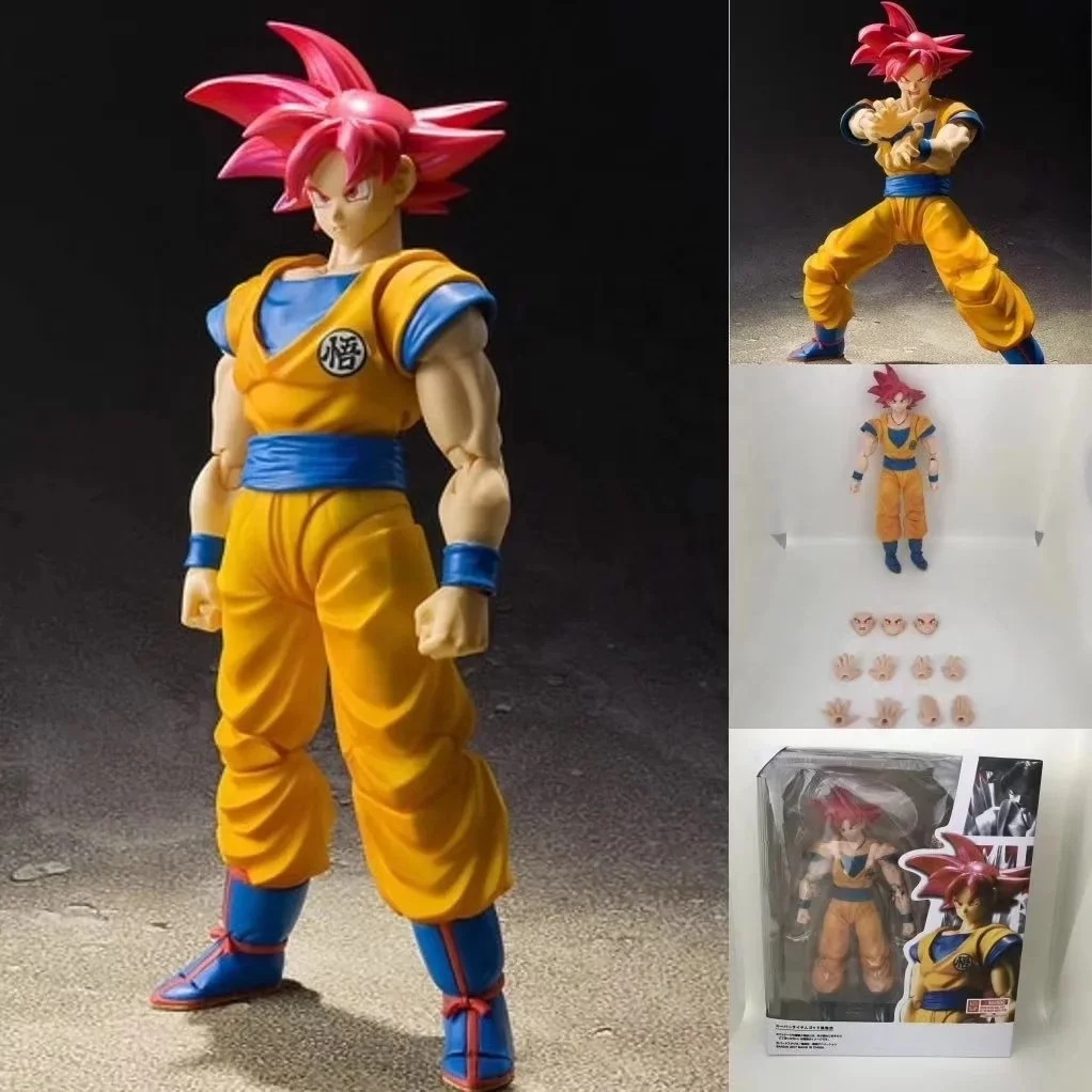 anime shf red hair goku action figure super saiyan movable pvc model doll