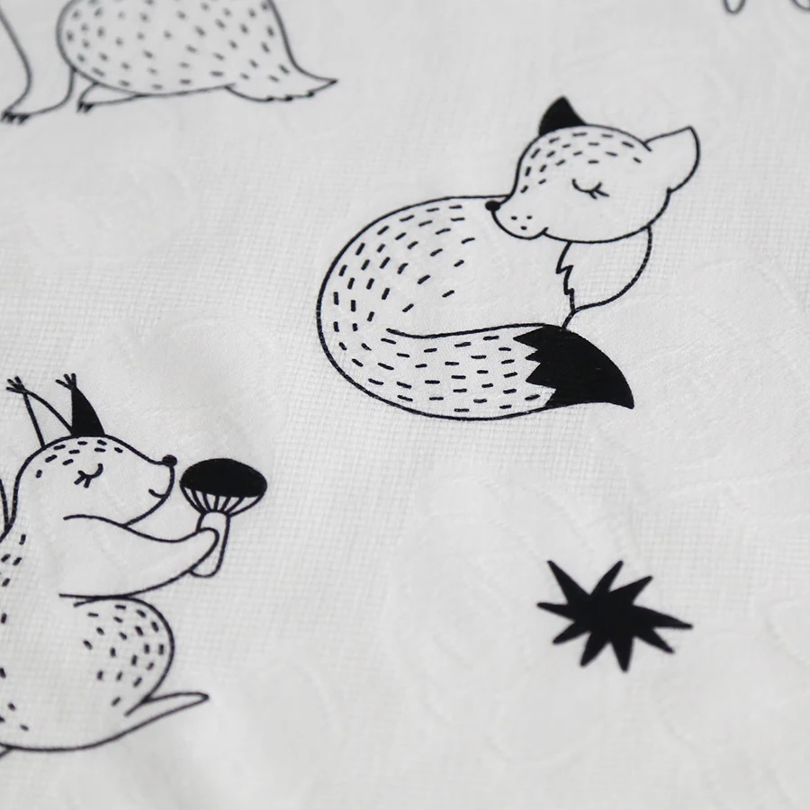 Wholesale Custom Digital Printing fox design  on Cotton Jacquard fabric for kids