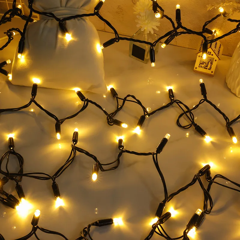 Outdoor waterproof High Quality EU OEM Christmas 220V 10M customize IP65 rubber cable LED string lights