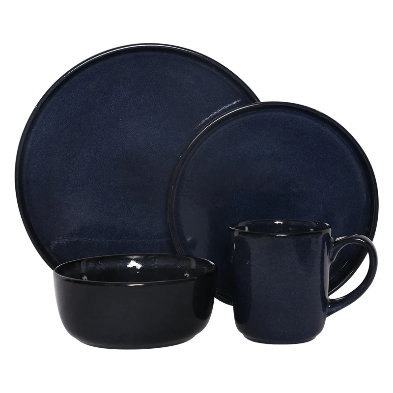 Wholesale Cheap Color Reactive Glaze 16pcs Ceramic breakfast dinnerware set