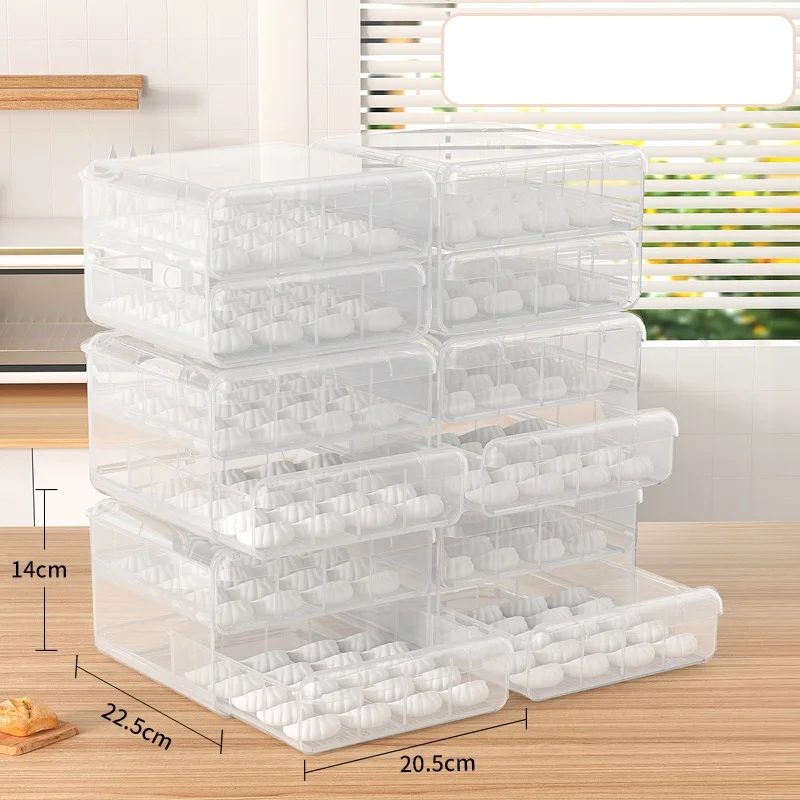 Kitchen Food Container Airtight Food Storage Containers Transparent Stackable Dumpling Container For Refrigerator