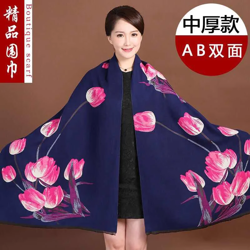 2022 new best quality exclusive winter thick cashmere scarf pashmina women stole shawl russian scarf floral