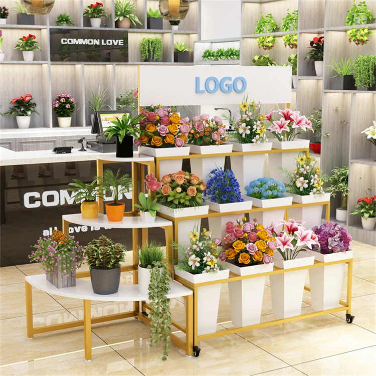 Hot Selling Corner Combination Flower Bucket Display Stand Wholesale Iron Flower Stand