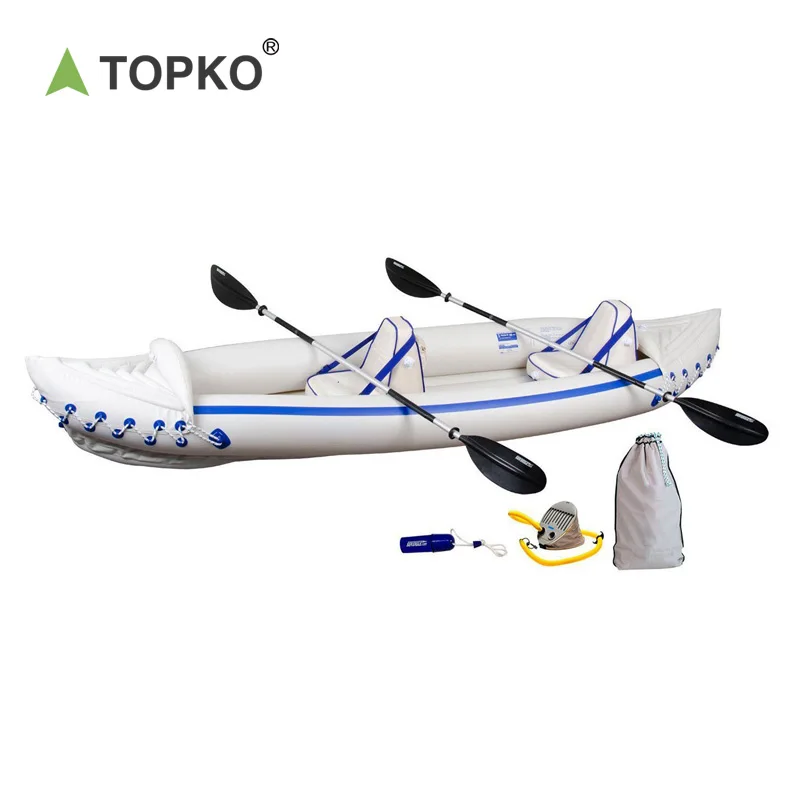 TOPKO buy cheap 3-4 person pvc inflatable surfing fishing kayak pedal folding rowing canoe boats for bulk sale