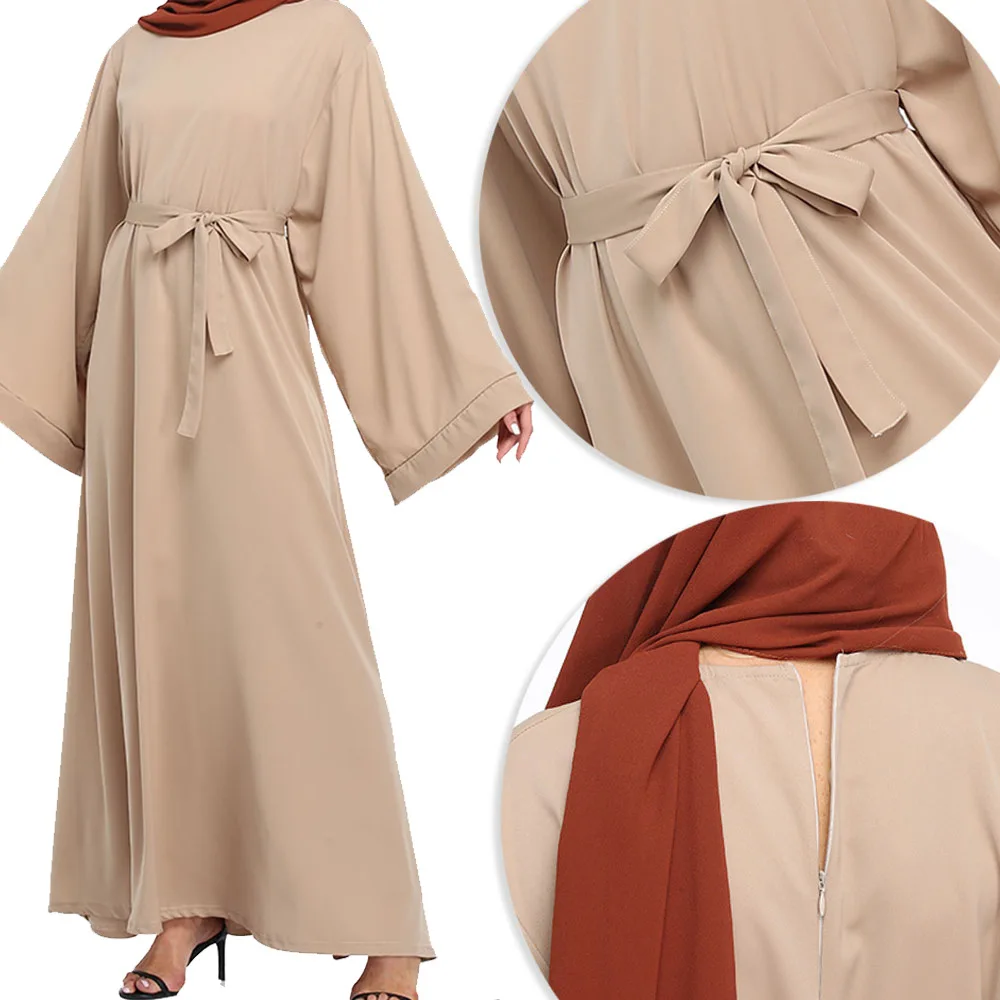 2025 Dubai saudi arabic muslim Eid dress one color breathable fabric Loose size  Official guarantee simple classic model abaya