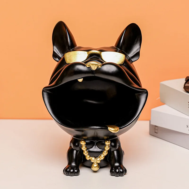 Bulldog storage accessories enter the entrance, living room, coffee table, tabletop, home decoration, resin crafts