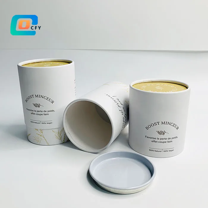 Eco-Friendly Packaging Cardboard Round Box Herbal Tea Spice Collagen Protein Powder Packaging Tube disposable paper container