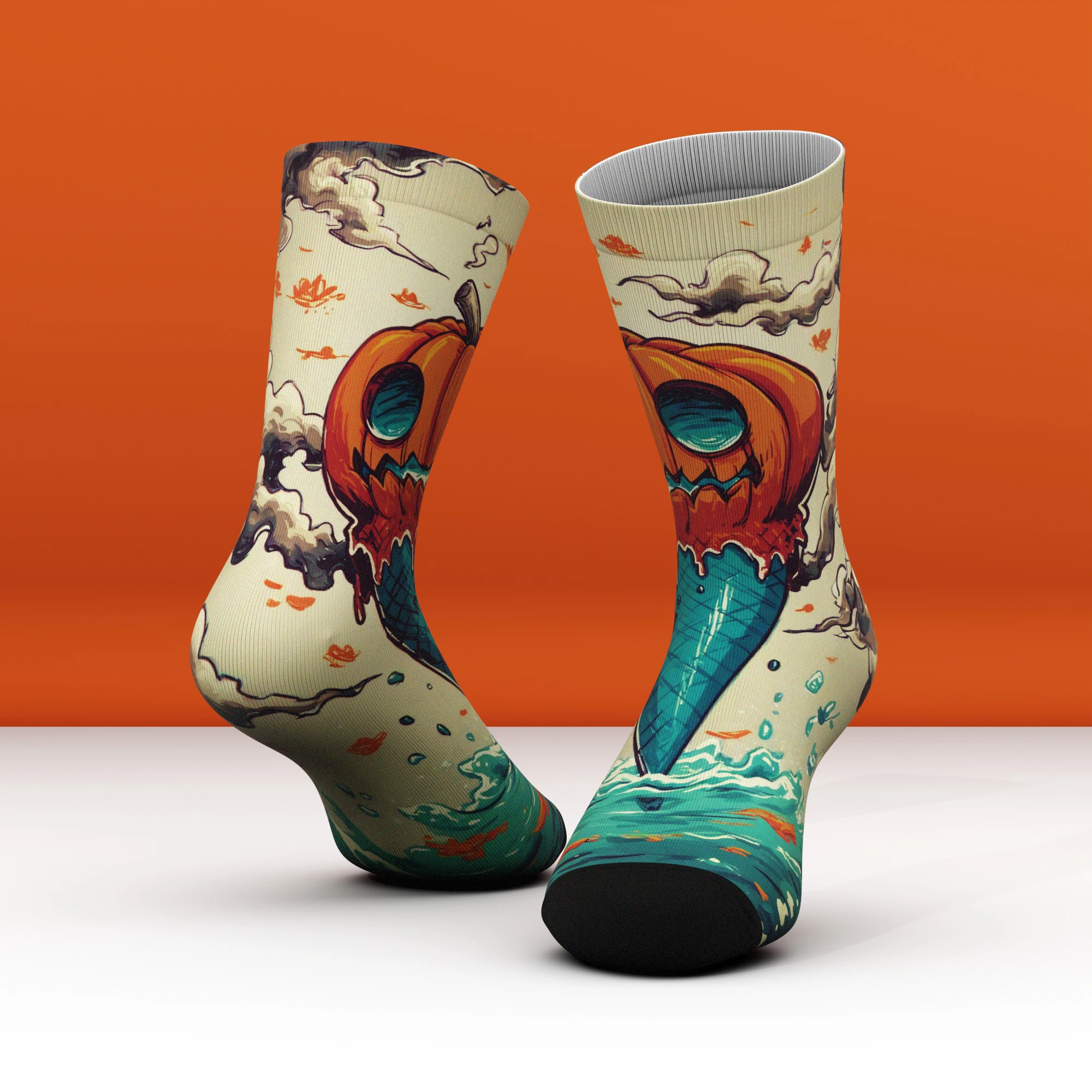 Visual Colorful Fashionable Trendy Creative Cool and Vibrant Unique Design 3D Printed Pattern Comfortable and Durable Socks