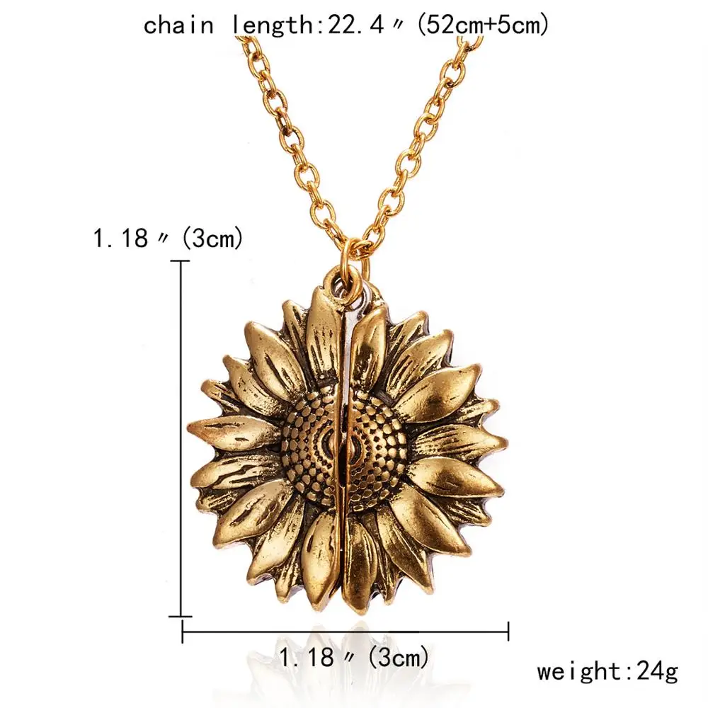 Yiwu Welwish Wholesale Women Metal  Engraved Gift Sunflower Expandable Necklace For Beloved