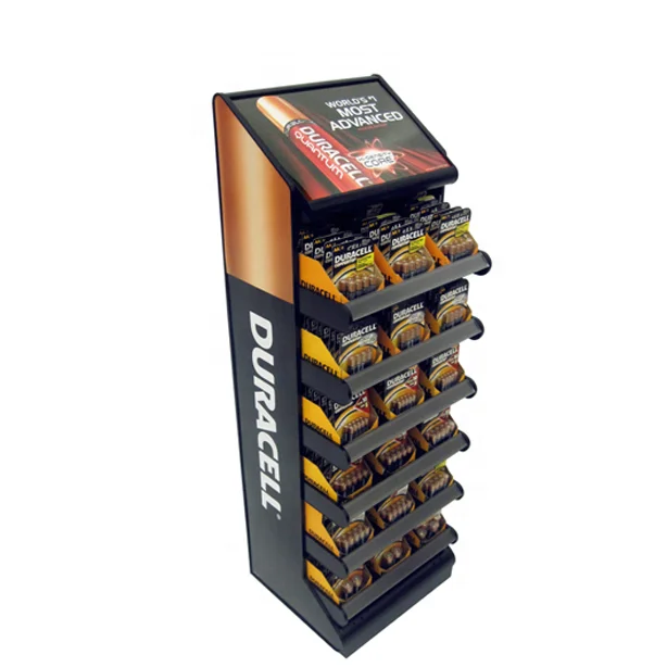 Custom Store Desktop Alkaline Energy Storage Power Battery Dry Battery Charger Set Accessories Metal Display Stand Rack