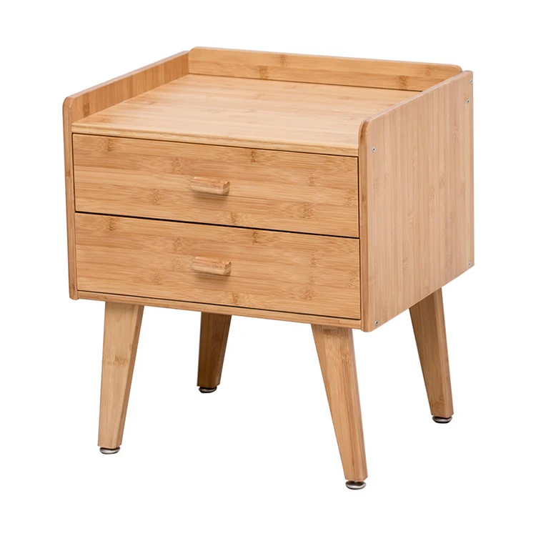 Haohe 2021 New Design Modern Bedside Table Bedroom Furniture With Drawer Solid Bamboo Nightstand for Hotel Living Room Apartment