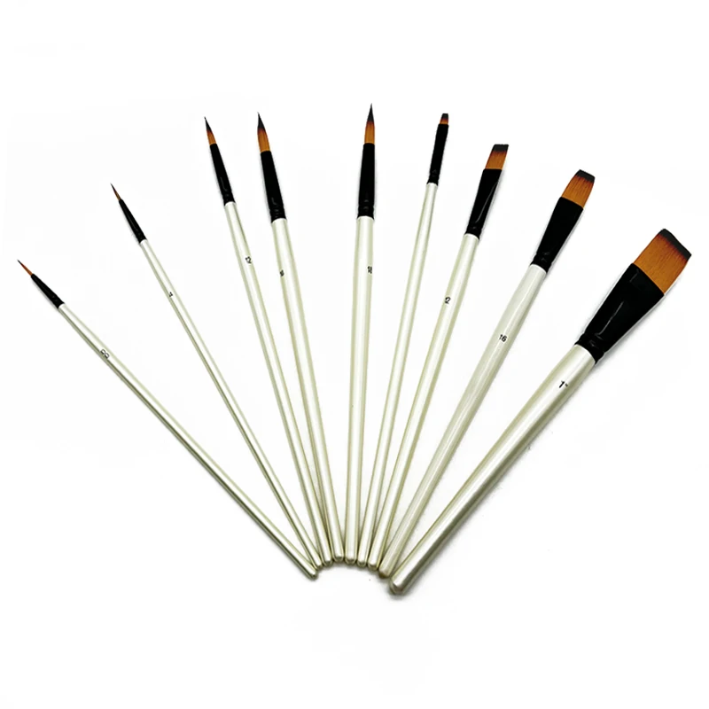 Round and Flat long handle  brush for oil  acrylic water painting