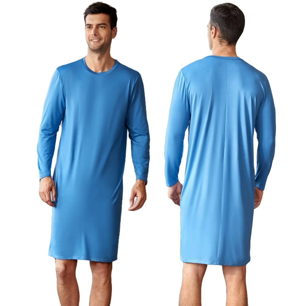 Man Nightgowns Knit Modal Sleep Nightgown Custom Bamboo Adults Night Wear For Men