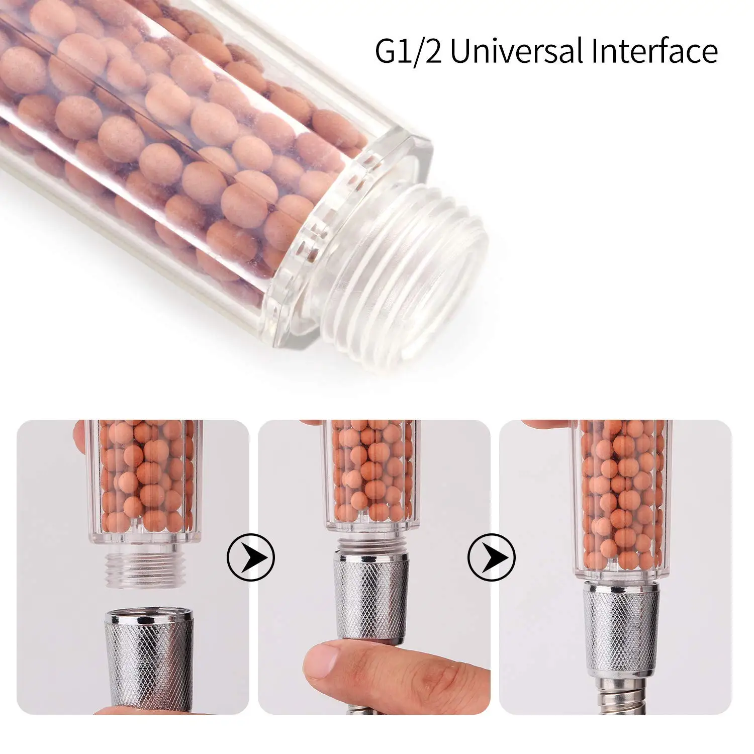 Powerful Flow Ionic Shower Head 3-Way Modes Filter Ion Shower Head Shower Water Flow Regulator