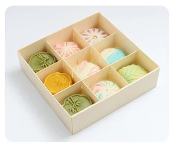 High Quality Disposable Sweet Green Rice Ball Muffin Mooncake Chocolate Pastry Dessert Gift Box Packaging With the Hand Gift Box