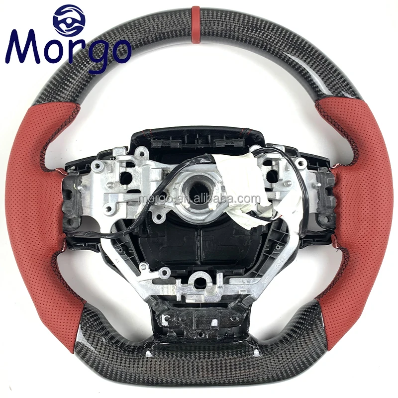 Fit for Lexus RX GS GX IS 250 350 IS200T IS300H Red Leather Carbon Fiber Steering Wheel