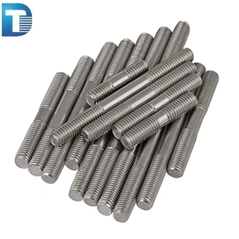 Super Duplex SS 2205 2507 A286 AISI 304 316 18-8 Stainless Steel Plain Polished Double End Bolt DIN938 DIN940 M10 BS