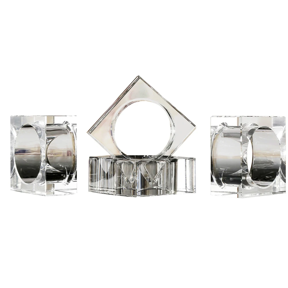 Оптовая продажа набор из 4 кристальных держателей для салфеток Donoucls на заказ квадратный дизайн декор кухни столовой бара
