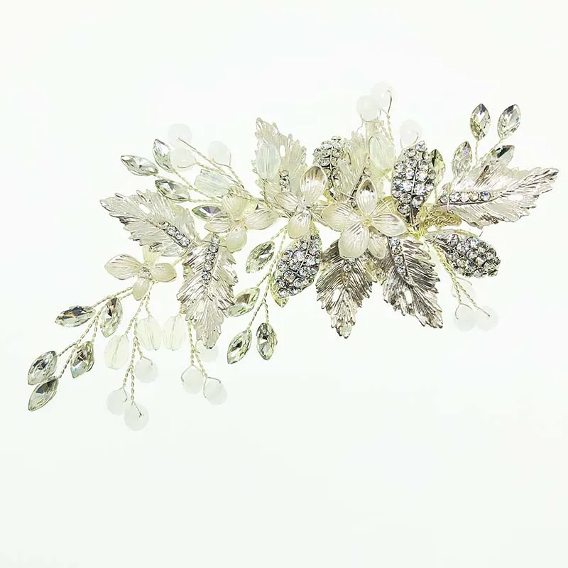 SHSS3015 Fashion Handmade Alloy Flower Wedding Accessories Pearl Crystal Bride Hair Comb