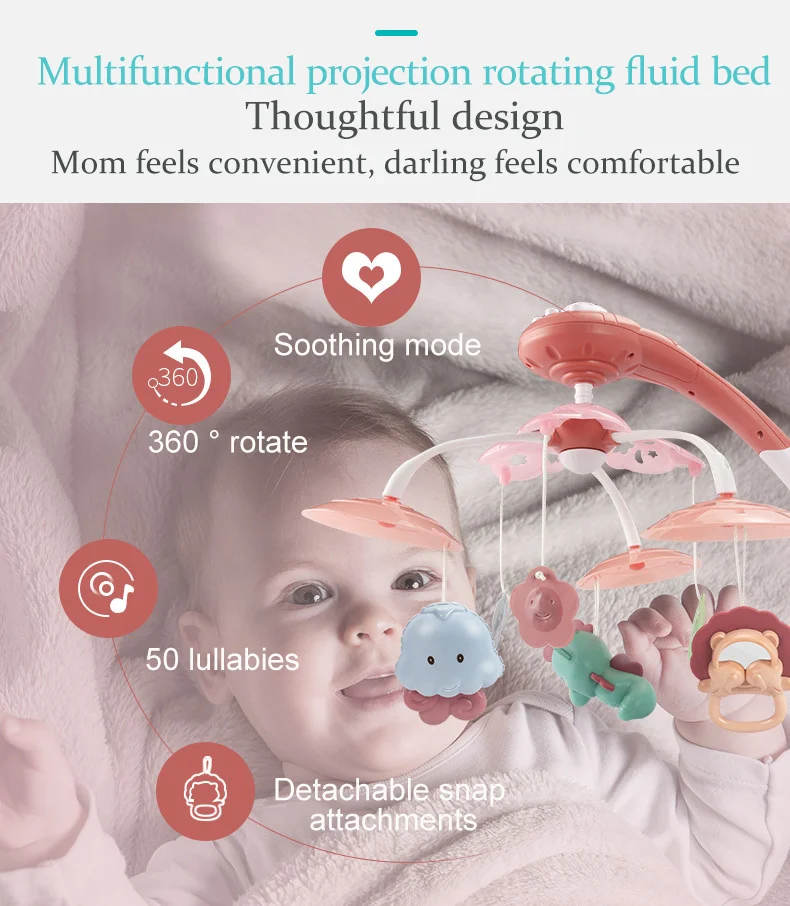 Baby comfort toy crib rattle projection and scratch