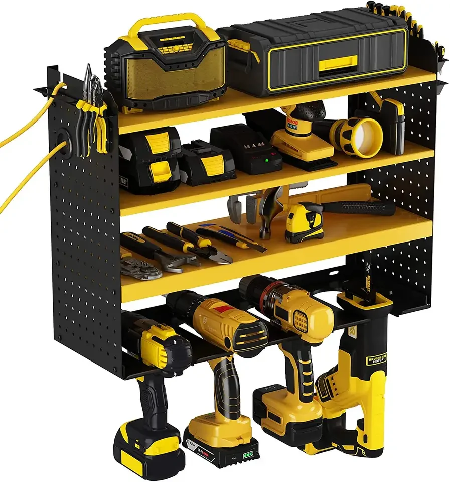Heavy Duty Metal Removable Power Tools Storage Organizer Workshop Warehouse Garage Drills Charging Station Rack
