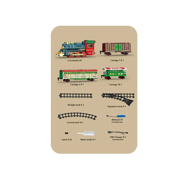Classic steam electric train toy rail train with music light christmas toys gift box