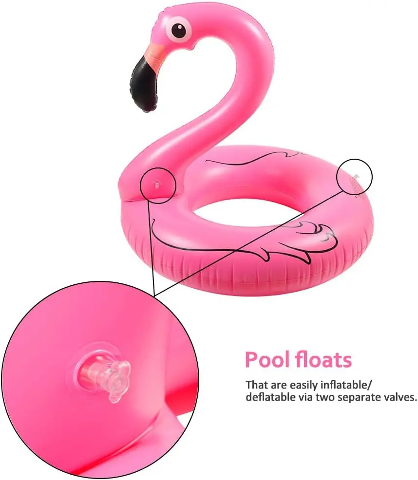 Inflatable Pool Toys Pink Flamingo Swimming Rubber Ring Lounge Swimming Pool Float Beach Raft great for both Adults and Kids
