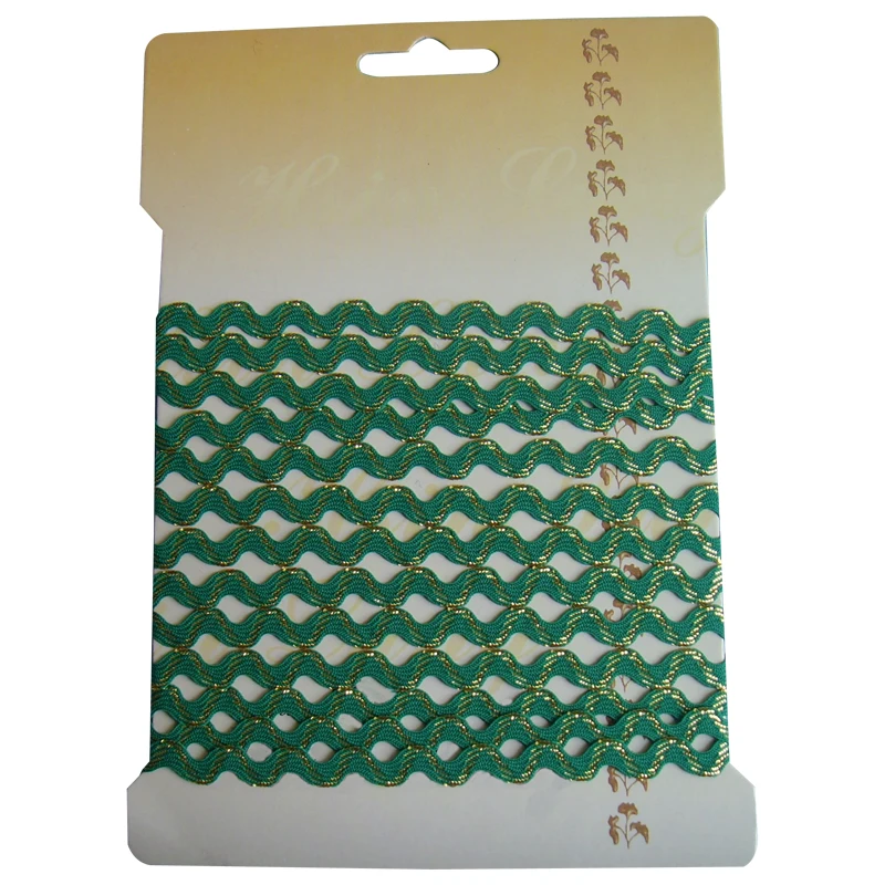 custom 10 mm 12 mm  polyester braided zigzag wave Lace Trim metallic  Ric Rac ribbon trim for decor