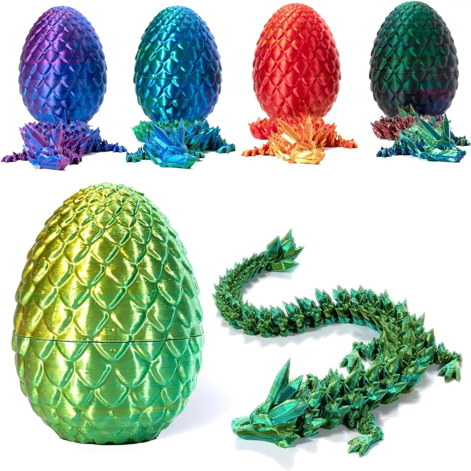 3D Printed Dragon Egg Mystery Crystal Dragon Egg Laser Articulated Crystal Dragon Eggs set Fidget Toy for Autism ADHD