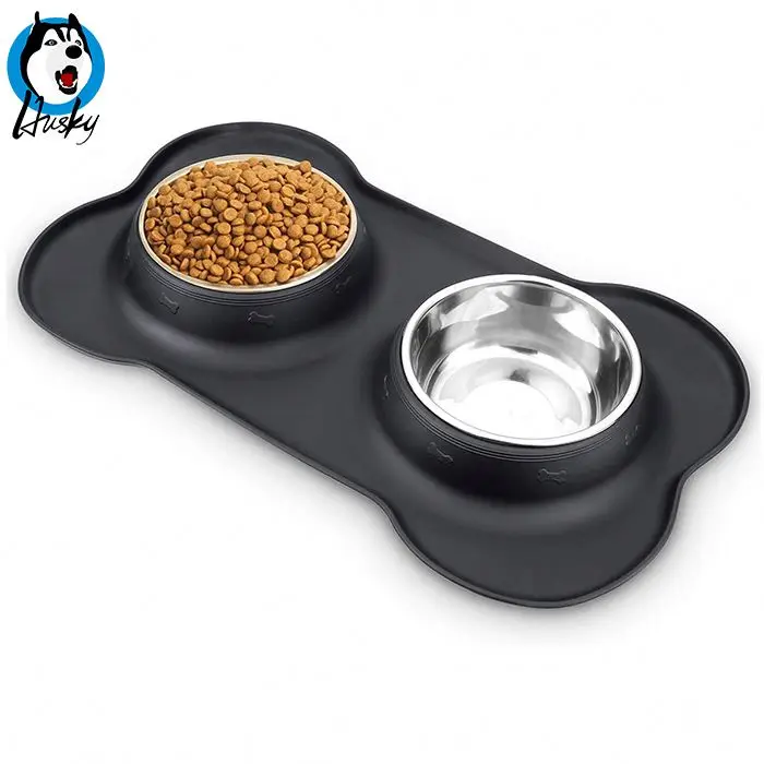 Pet Bowl Food Bowls Feeder Steel Dispenser Stainless Portable Cat Lick Mat Container For Dogs Treat & Dog Drinking Water Bottle
