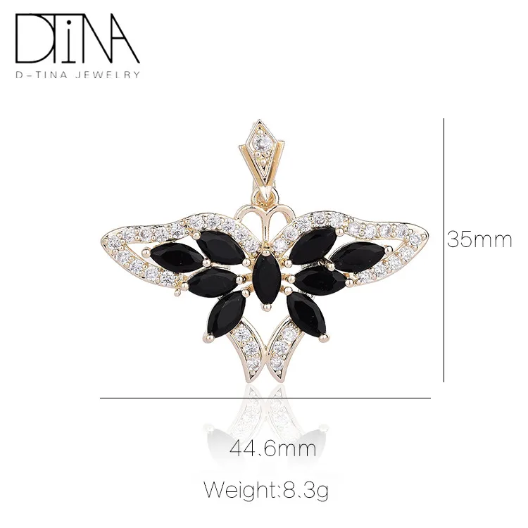 Premium zircon pendant colorful butterfly 14k gold-plated jewelry