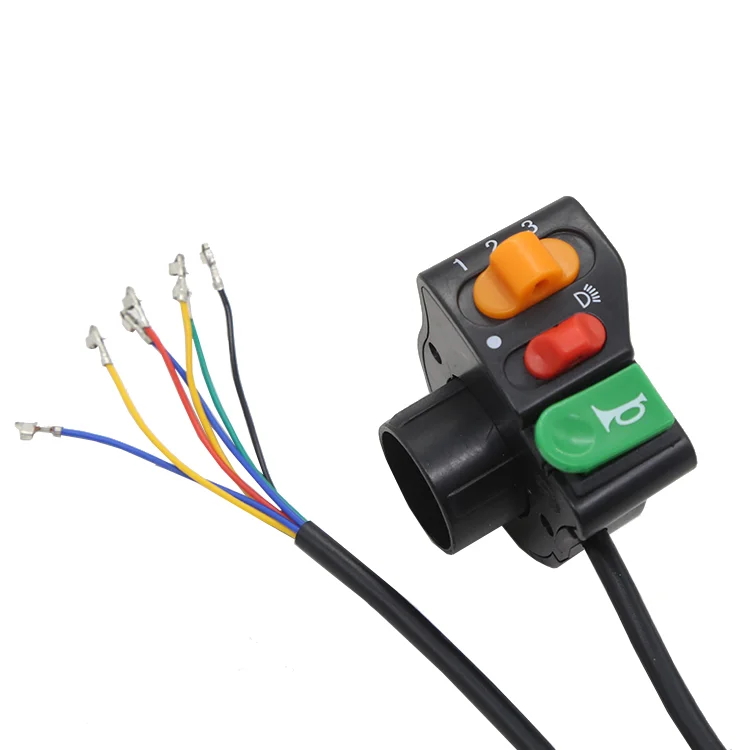 Electric bike 7/8 Handlebar Three speed Head Light Beam Kill Switch horn 3 In 1 E-bike Scooter Motor Power Switch