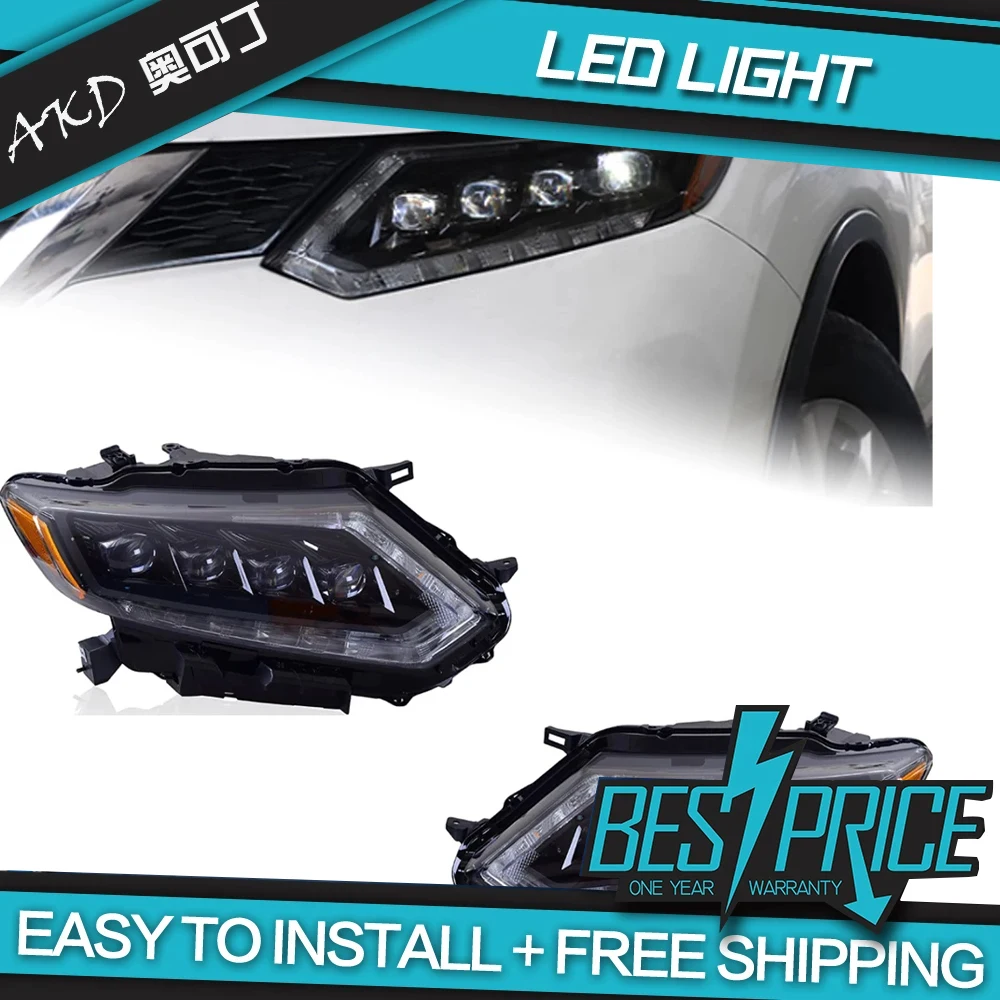 AKD Car Styling for Nissan X-trail Headlights 2014 Rouge LED Headlight Orignal Design DRL Hid Option auto Accessories