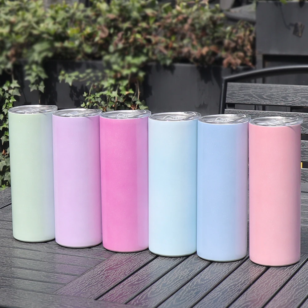 USA WAREHOUSE STOCKED 20oz Stainless Steel Blank Glow in the Dark Tumblers Color Uv Changing Straight Sublimation Tumbler