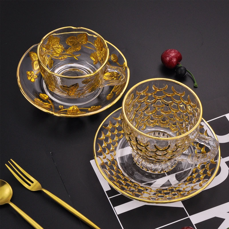 turkish borosilicate  saucer glass cup tea coffee 6ozs