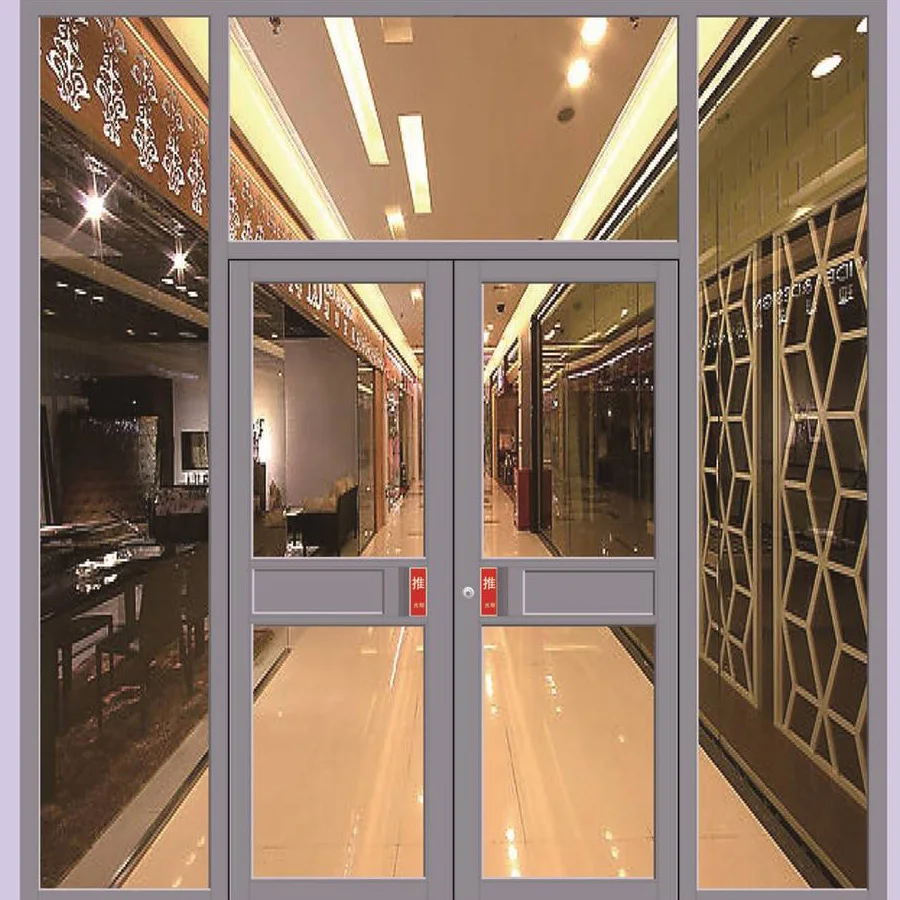Hot sale  kfc door commercia door shop front aluminum doors burglarproof windproof