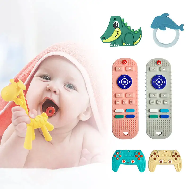 2023 New Arrivals Bpa Free Food Grade Remote Control Shape Teething Sensory Toys Silicone Baby Teethers