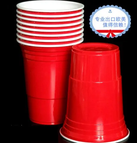 Custom logo 16oz Double Party Table Tennis Game Reusable Plastic beer mug Disposable PP Beer Pong red cup