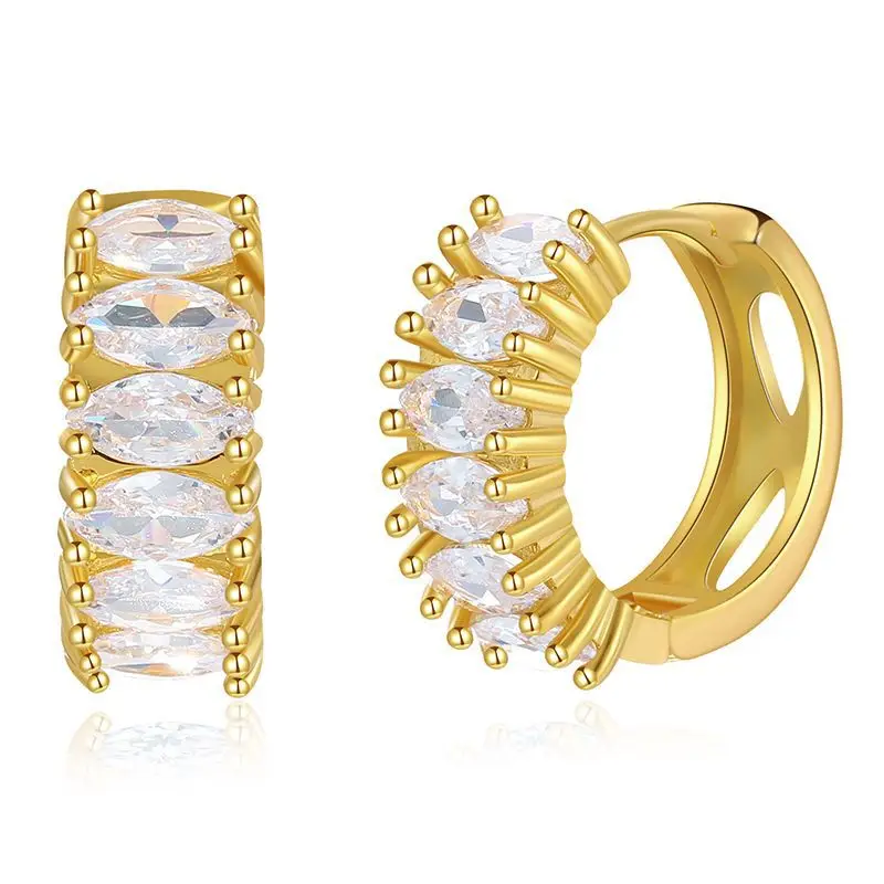 Rainbowking INS fine jewelry s925 sterling silver fashion creative cute huggie zircon hoop earrings jewelry for ladies