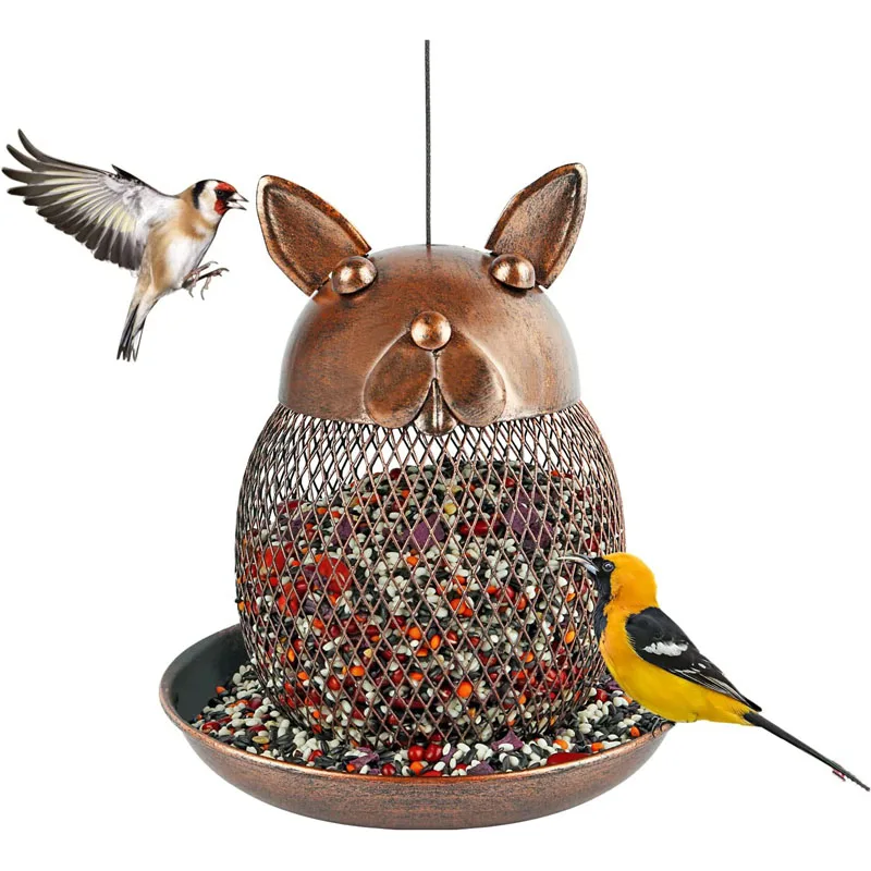Yard Lawn Patio Garden Decoration Squirrel Proof Outdoor Seed Metal Mesh Hanging Wild Bird Feeder