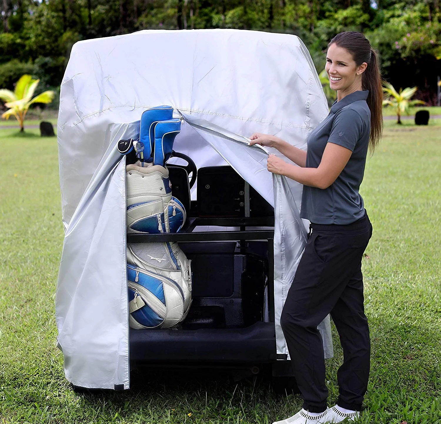 Durable Waterproof Polyester Oxford 210D 420D 600D Golf Cart Rain Cover Golf Cart Accessories