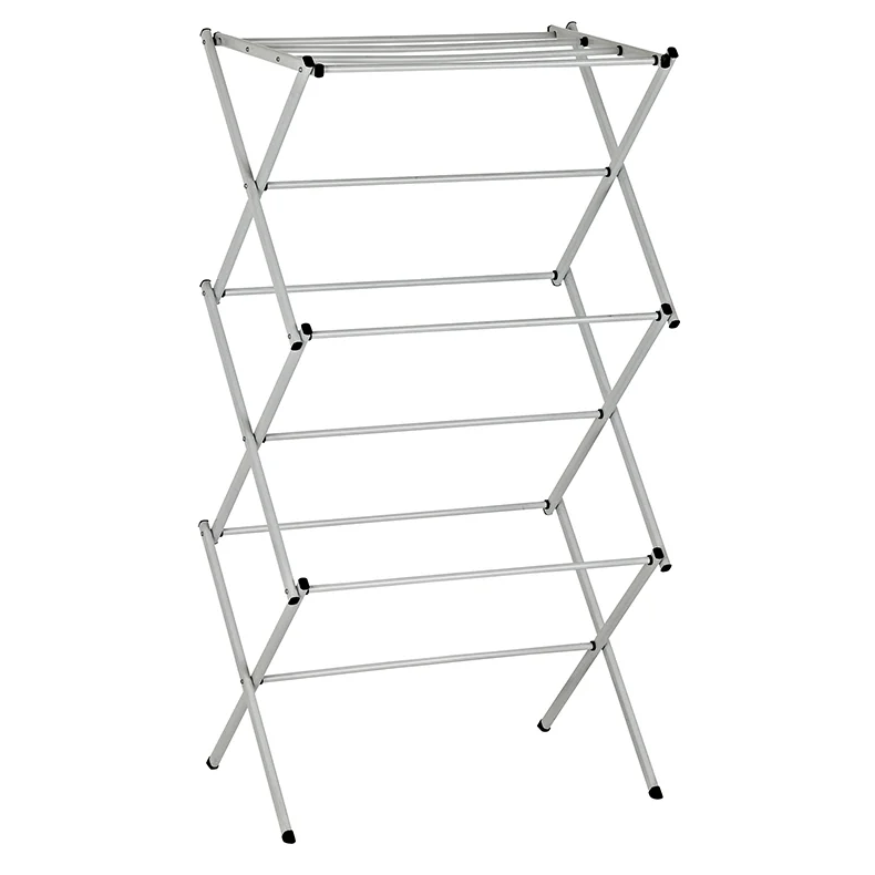 Factory Price Metal Laundry Clothing Hanger Rack Foldable Steel Coat Drying Stand Airer for Home Bathroom Use