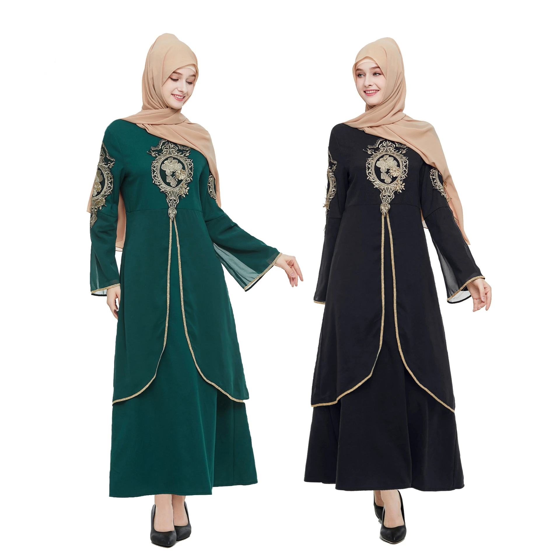 
Hot selling middle east sexy long sleeve embroidery arabic dubai muslim party dress 