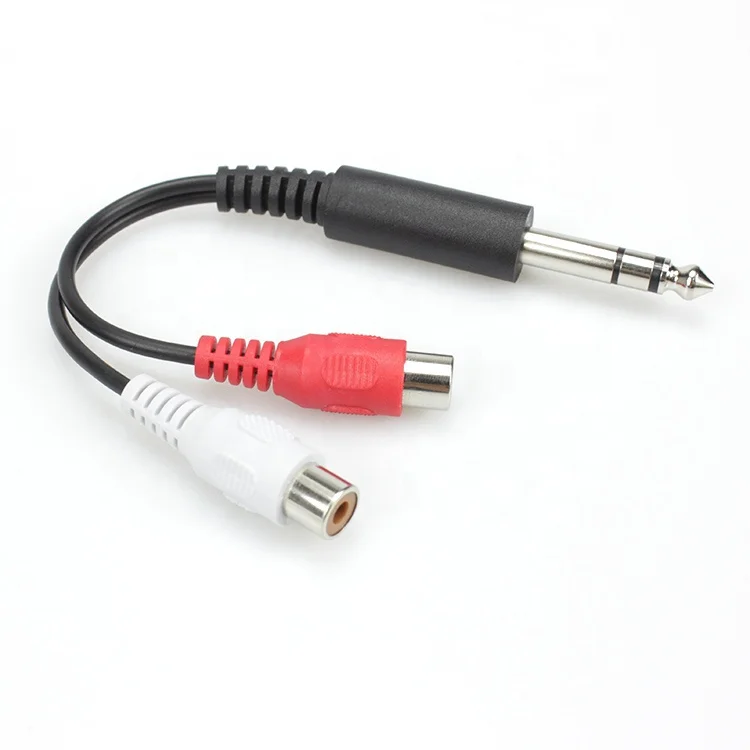 6.35mm 1/4 inch Male TRS Stereo Plug to 2 RCA Phono Female Audio Y Splitter Cable